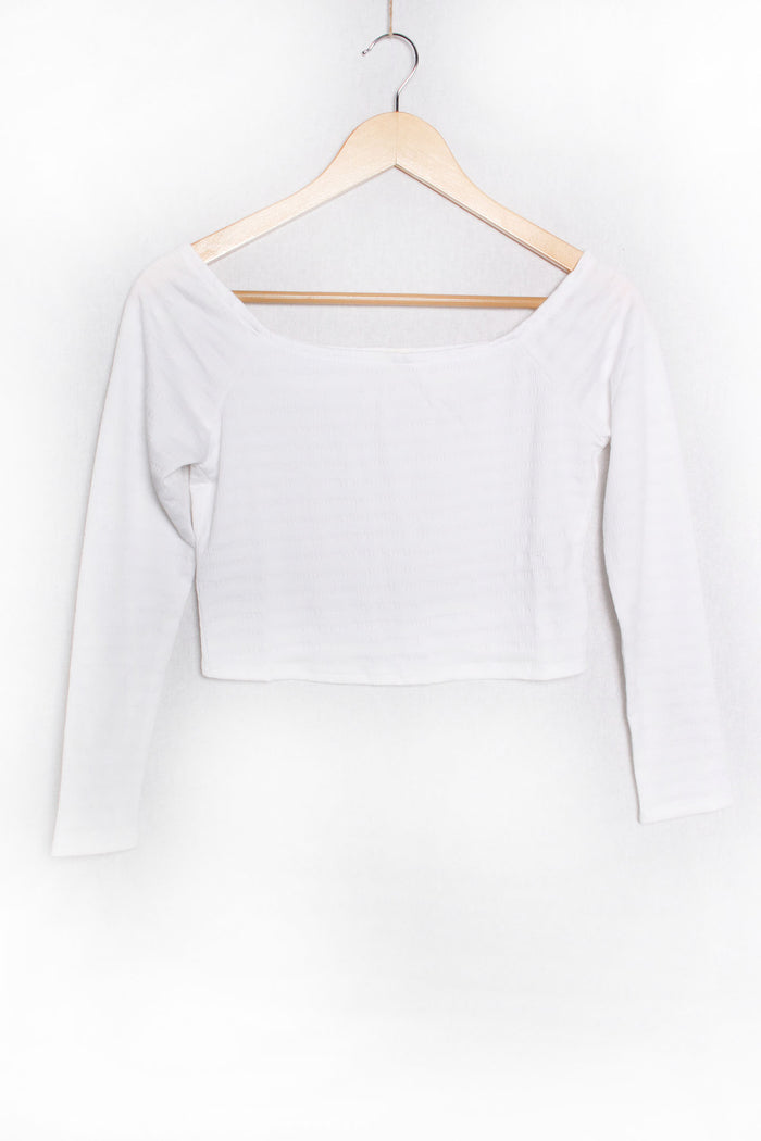 Women's Long Sleeves Off Shoulder Knit Crop Top
