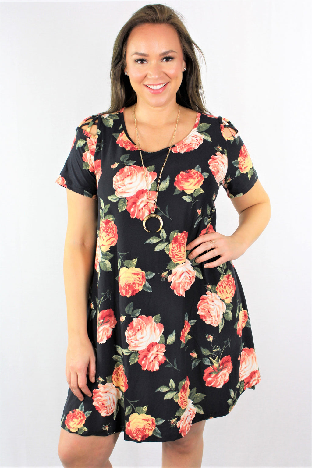 Plus Size Cage Sleeve Dress***