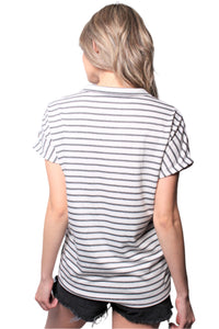 Women's Short Sleeve Zip Up Color Block Top