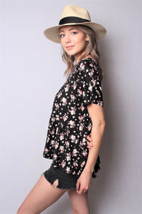 Women's Short Sleeve Printed Peplum Top