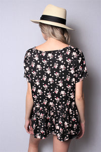 Women's Short Sleeve Printed Peplum Top