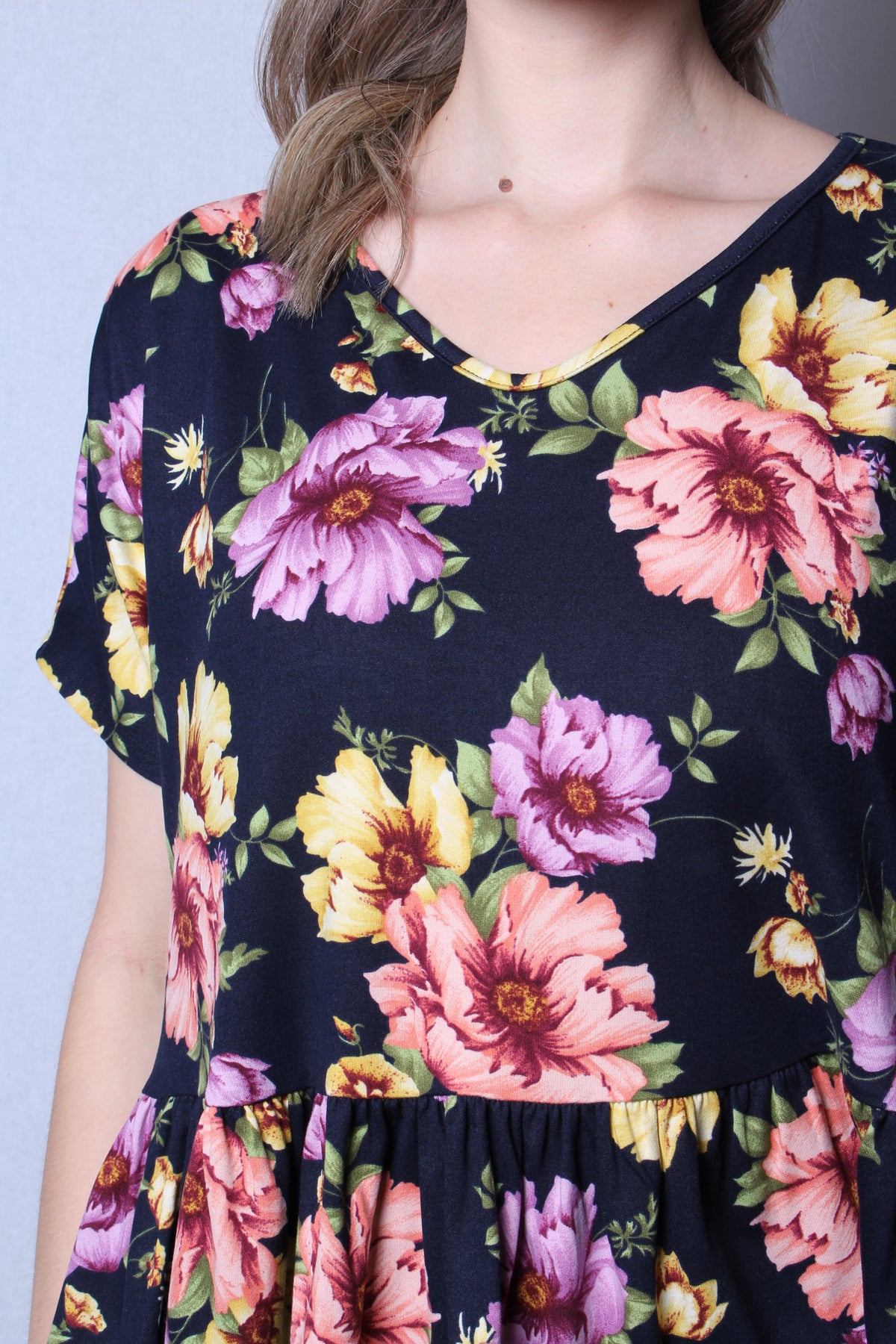 Women's Short Sleeve Printed Peplum Top