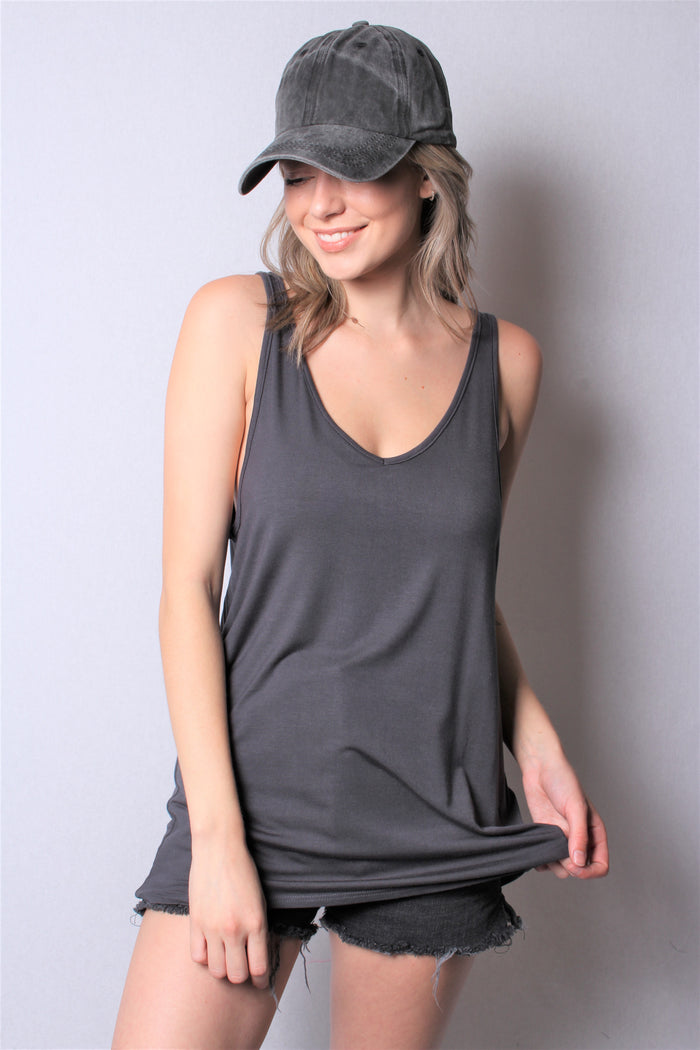 Women's Sleeveless Loose Fit V Neck Tank Top