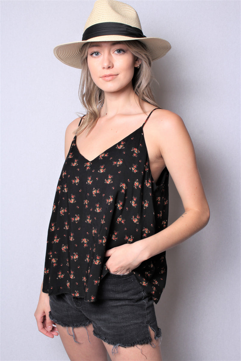 Women's Strappy Tank Top with Floral Print