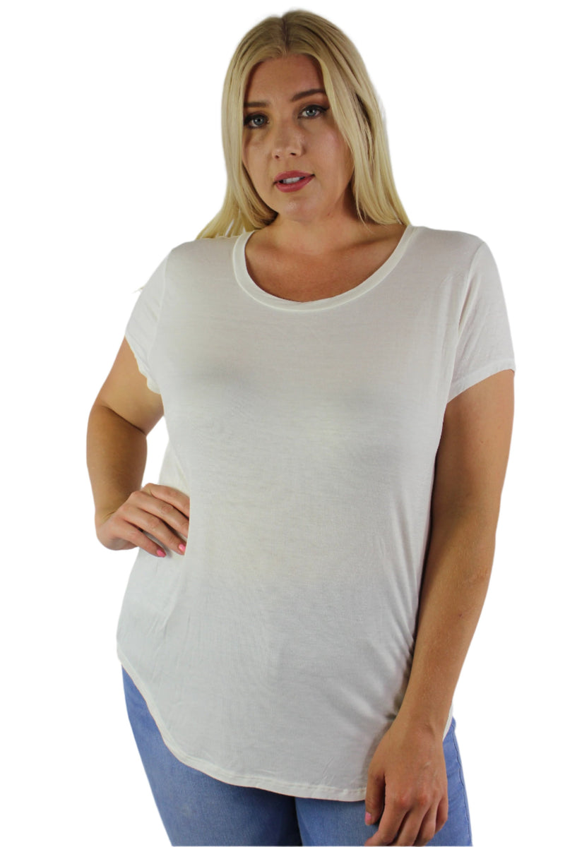 Women's Plus Size Short Sleeve Hi Low Top