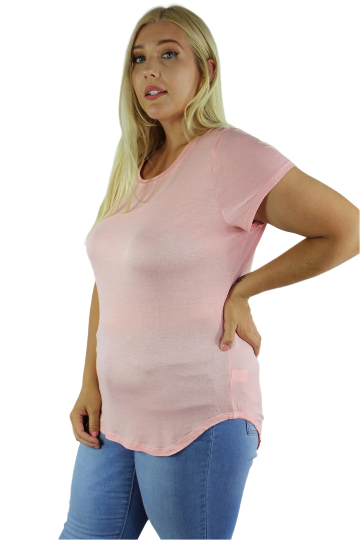 Women's Plus Size Short Sleeve Hi Low Top