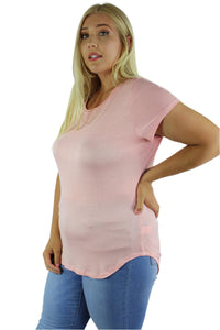 Women's Plus Size Short Sleeve Hi Low Top