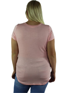 Women's Plus Size Short Sleeve Hi Low Top