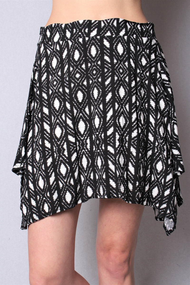 Women's Uneven Hem Printed Mini Skirt