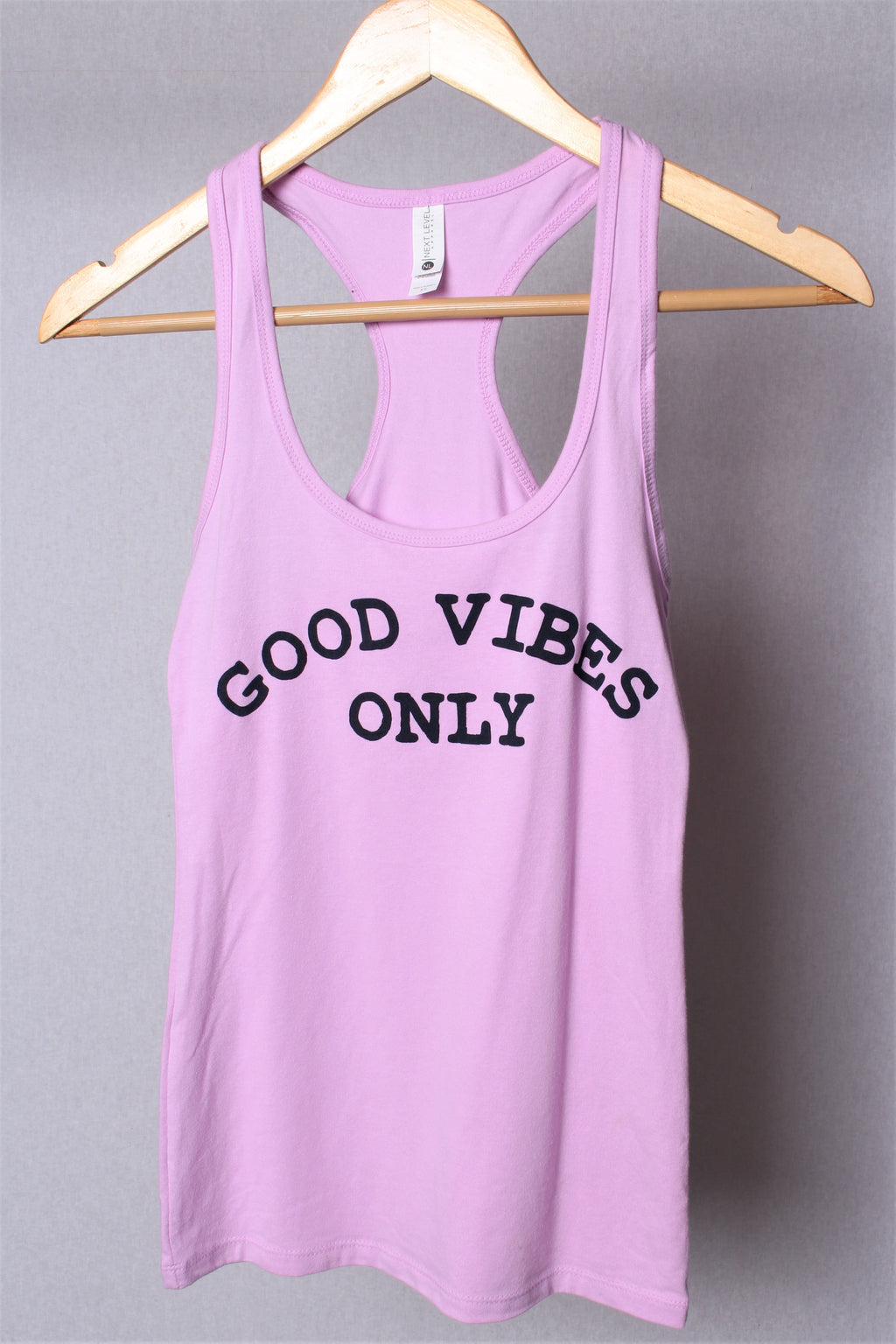 Women's Racerback Tank Top with "Good Vibes Only" Print