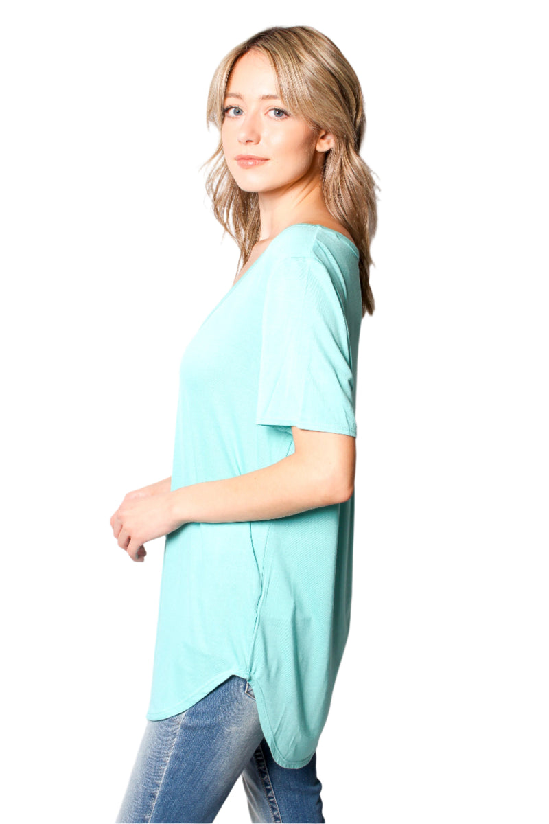 Women's Short Sleeve V Neck Basic Top