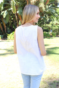 Women's Lace Up V Neck Sleeveless Linen Top