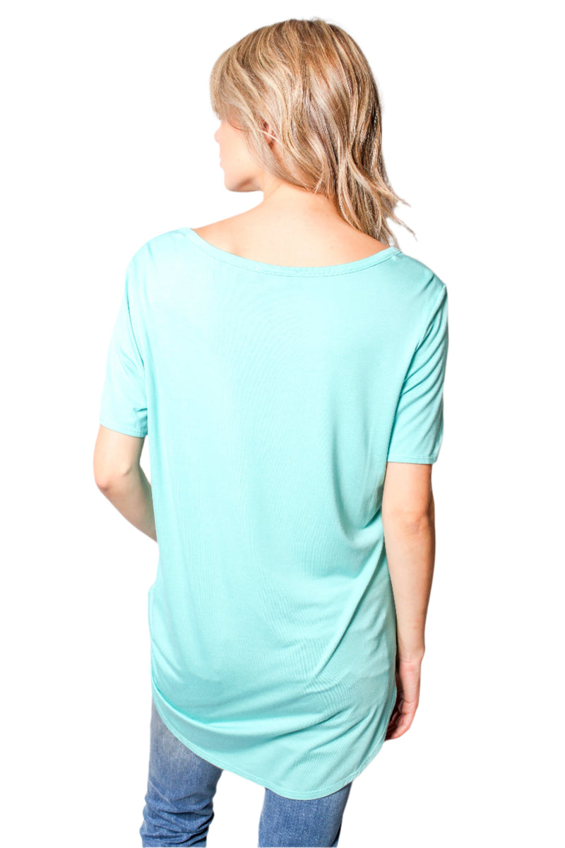 Women's Short Sleeve V Neck Basic Top