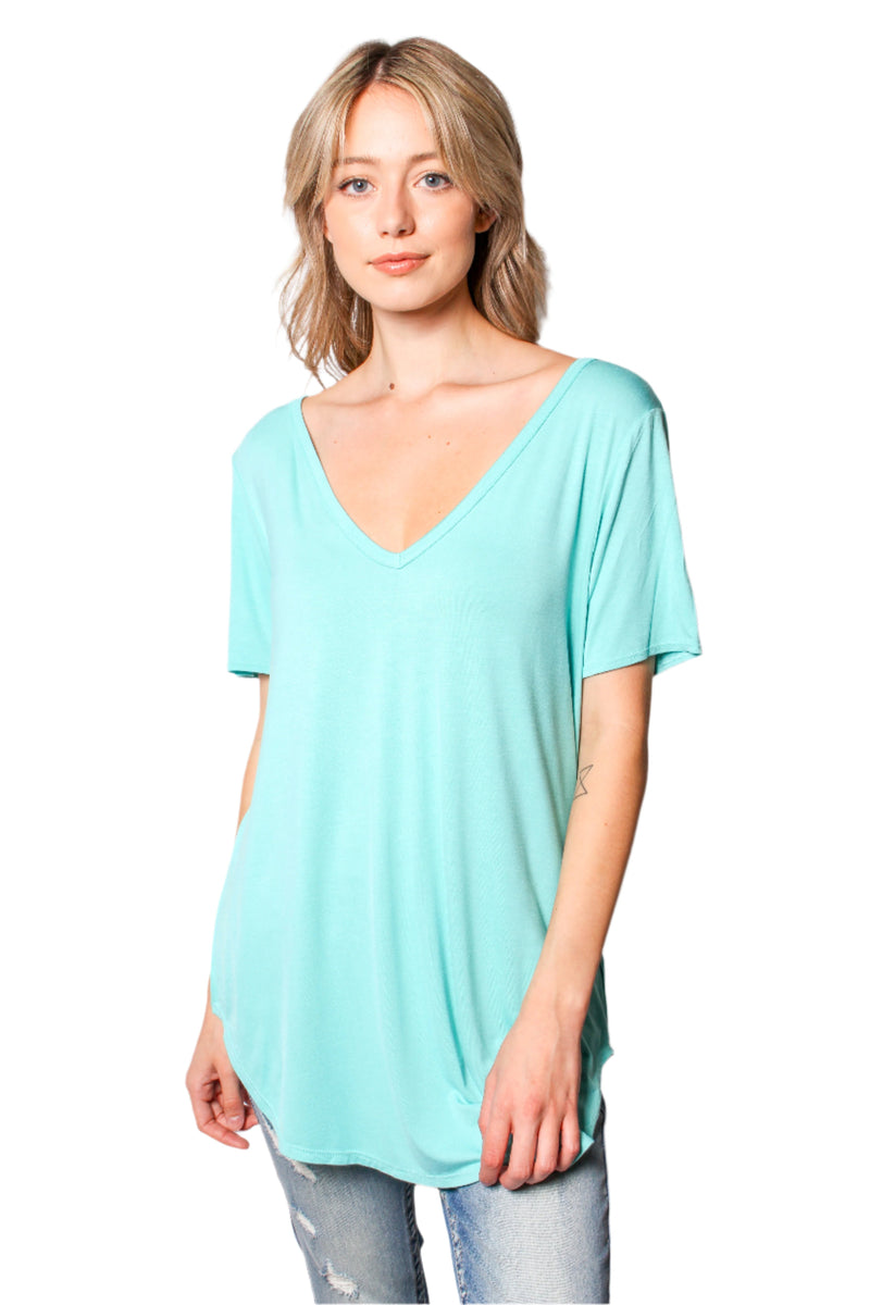 Women's Short Sleeve V Neck Basic Top