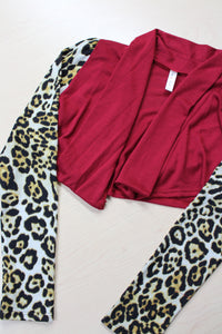 Women's Animal Print Sleeve Crop Cardigan