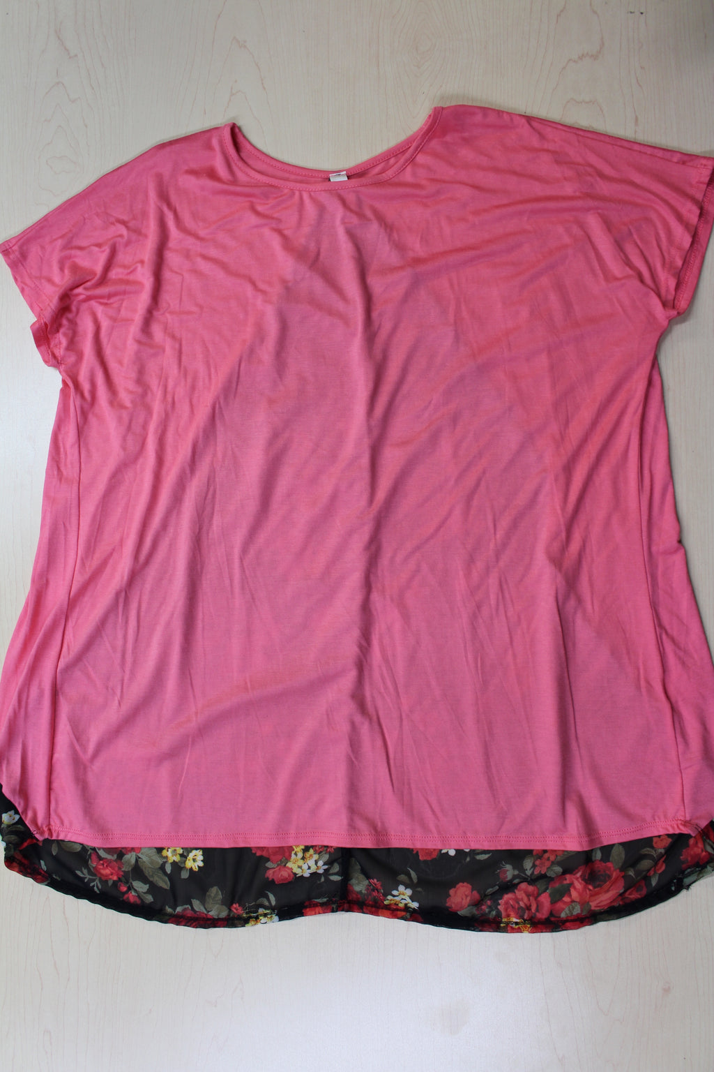 Women's Short Sleeve Top with Floral Detail
