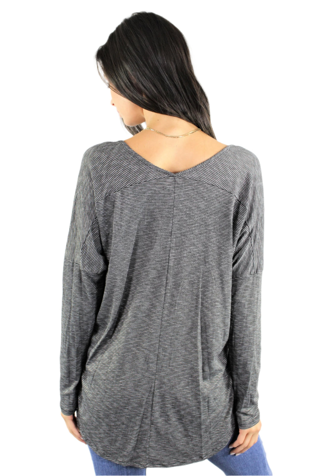 Long Sleeve with Semi Low Neckline Top