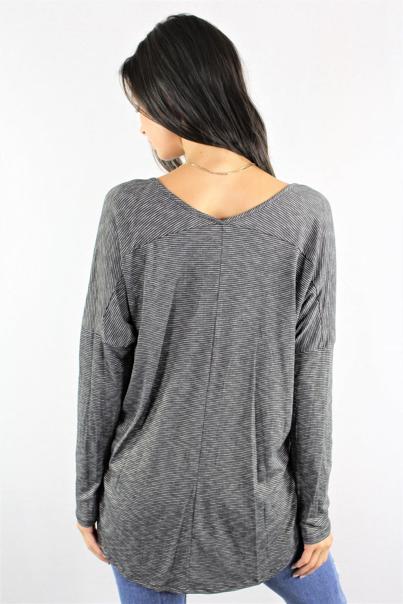 Long Sleeve with Semi Low Neckline Top