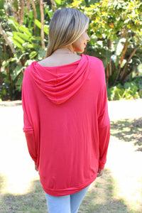 Women's Solid Long Sleeve Lightweight Drawstring Hoodie