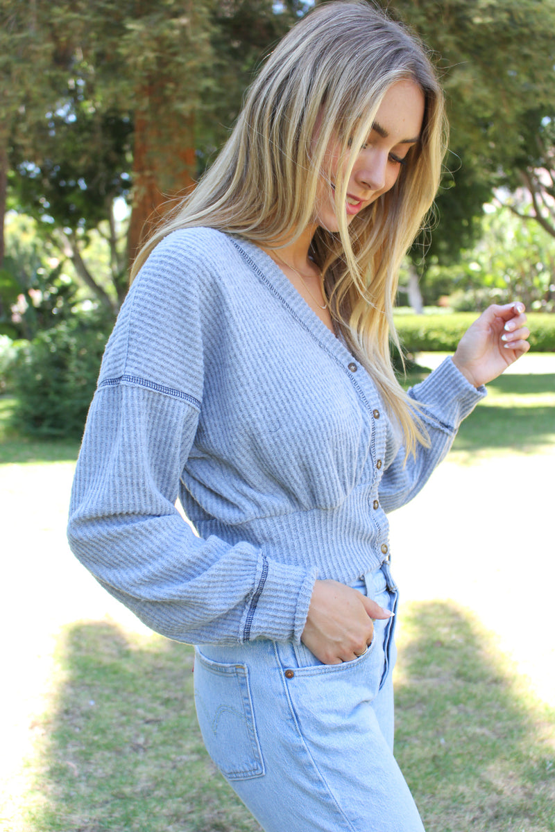 Women's V Neck Long Sleeve Button Down Top