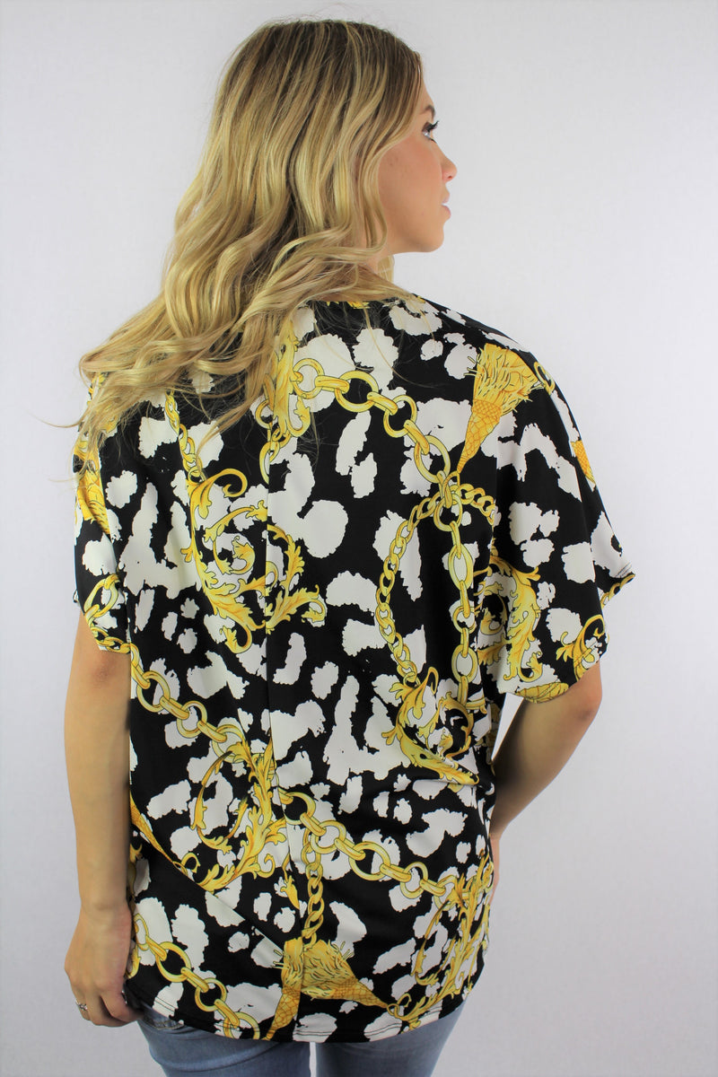 Women's Semi Batwing Sleeve Printed Top