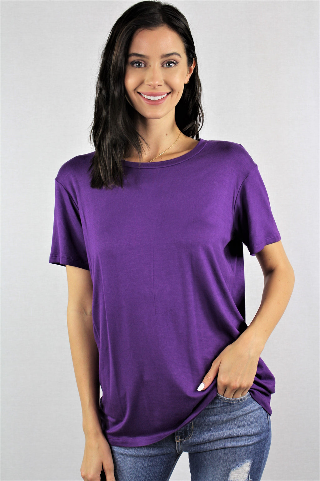 Women's Short Sleeve Relaxed Fit Solid Tee