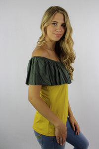 Women's Off Shoulder Dual Tone Top