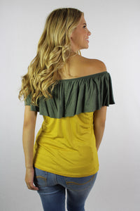 Women's Off Shoulder Dual Tone Top