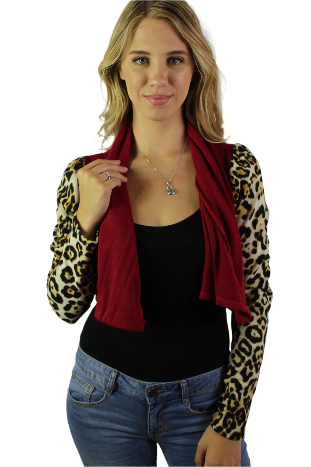 Women's Animal Print Sleeve Crop Cardigan