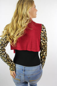 Women's Animal Print Sleeve Crop Cardigan