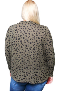 Women's Plus Printed Long Sleeve Top with Front Cut Out