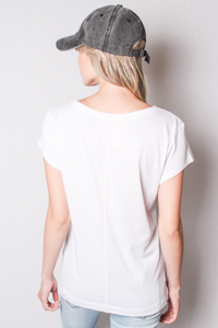 Women's V Neck Cap Sleeve Fitted Shirt with Front Pocket
