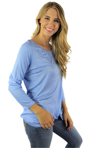Women's 3/4th Sleeve Round Neck Top with Front Knot
