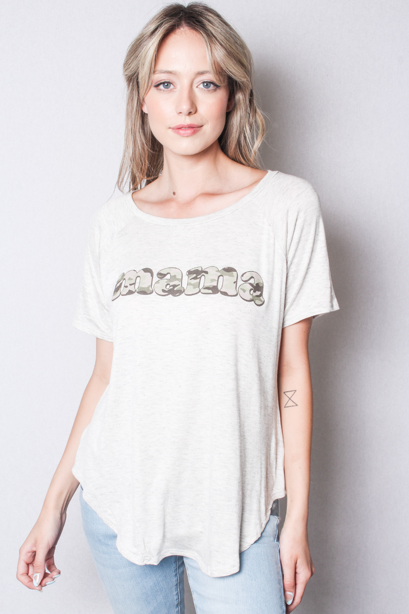 Women's V Neck with "Mama" Print Fitted Shirt