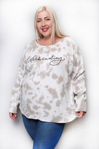 Women's Plus Long Sleeves Waffle Graphic Top