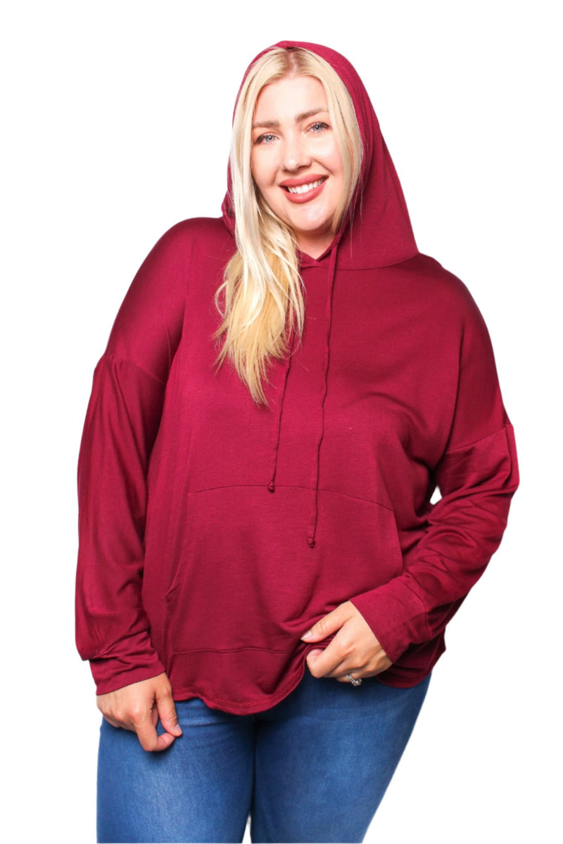 Women's Plus Long Sleeves Cut Out Back Hoodie