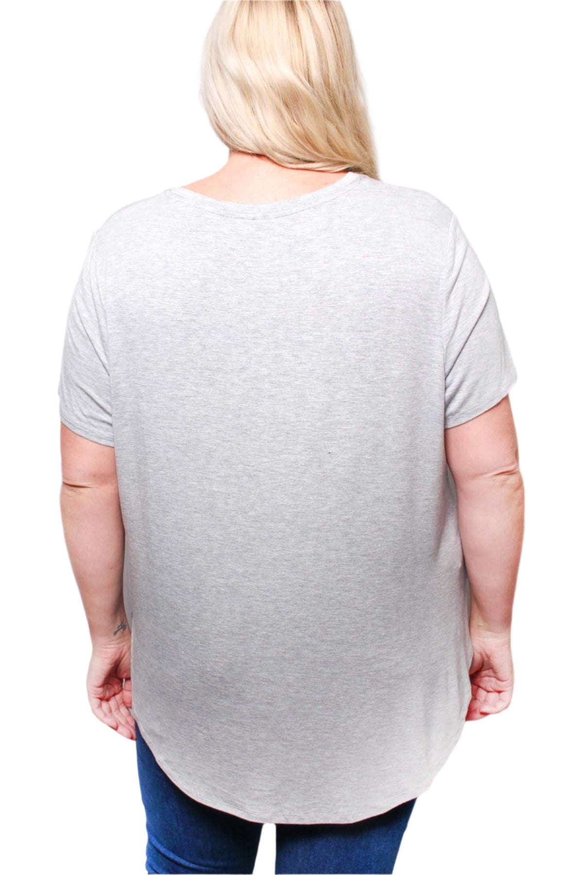 Women's Plus Short Sleeve V Neck Front Pocket Top