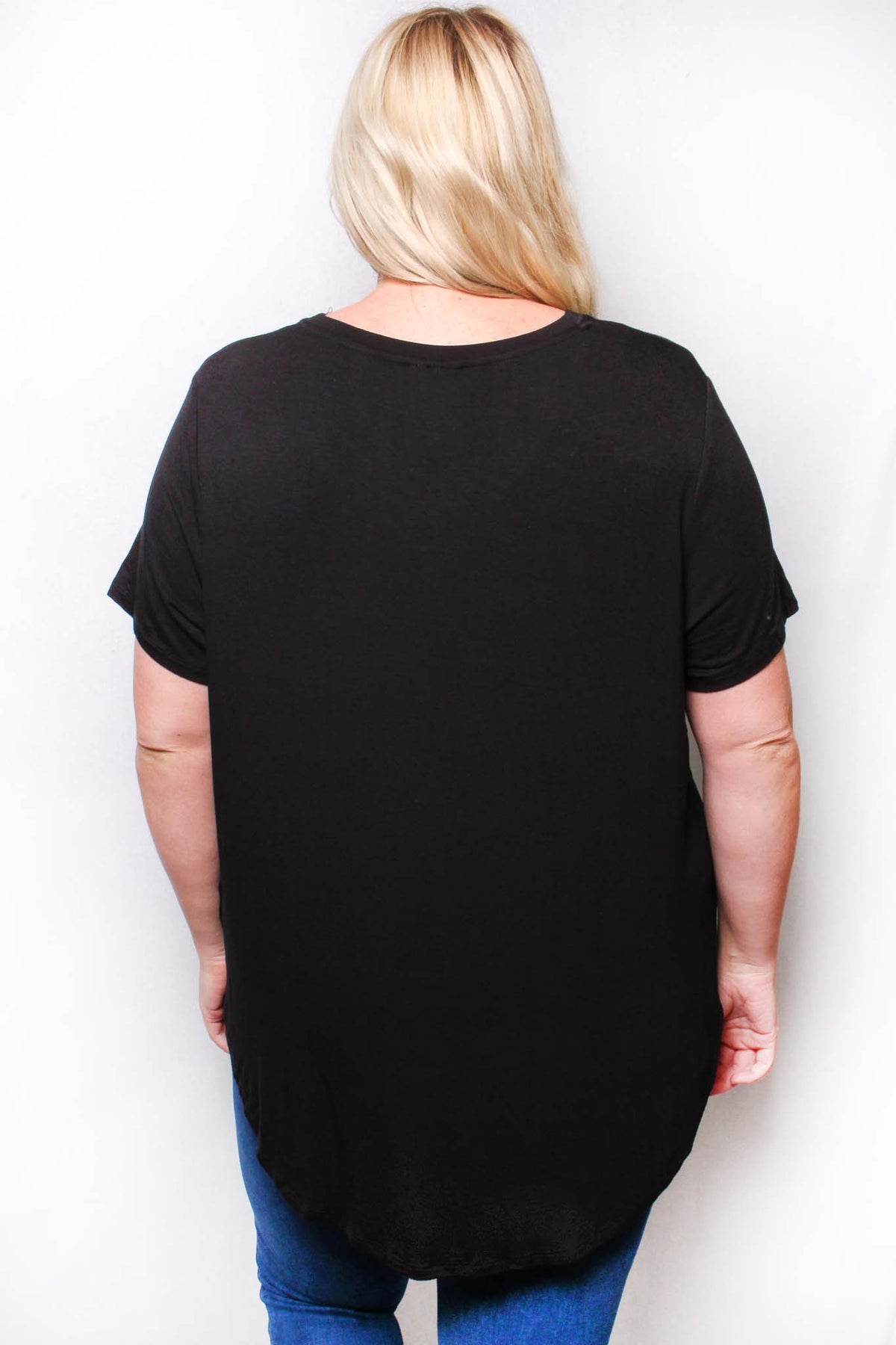 Women's Plus Short Sleeve V Neck Front Pocket Top
