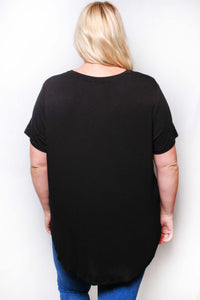 Women's Plus Short Sleeve V Neck Front Pocket Top