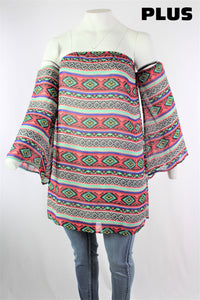 Women's Plus Size Off Shoulder Double Layer Tunic Top