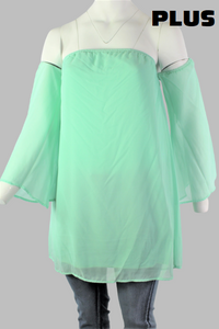 Women's Plus Size Off Shoulder Double Layer Tunic Top