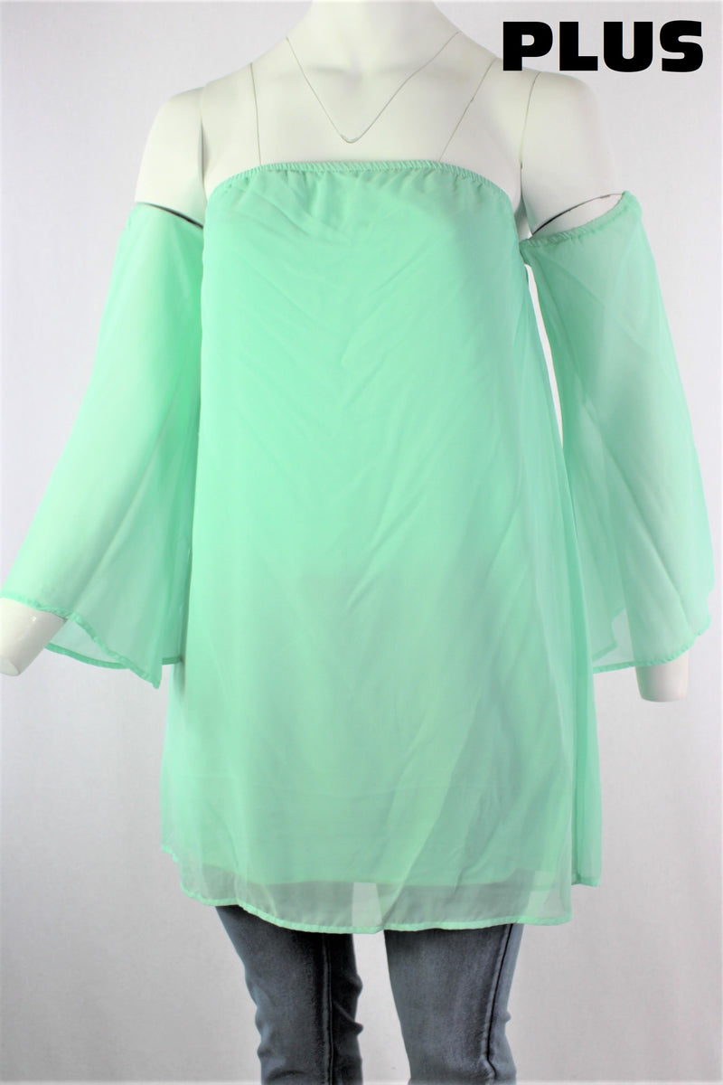 Women's Plus Size Off Shoulder Double Layer Tunic Top