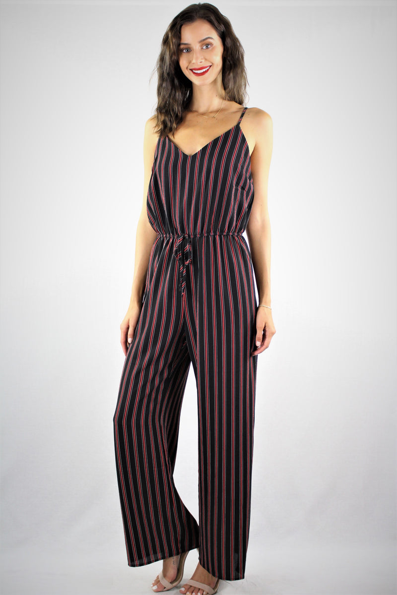 Strappy Jumpsuit with Stripe Detail