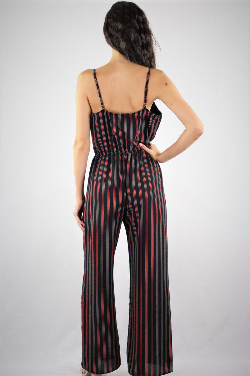 Strappy Jumpsuit with Stripe Detail