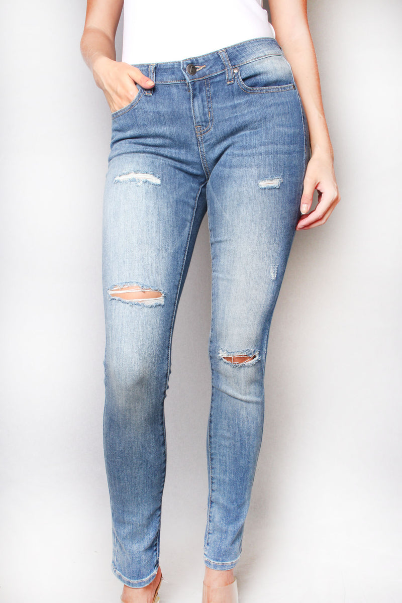 Women's Midrise Ripped Skinny Jeans