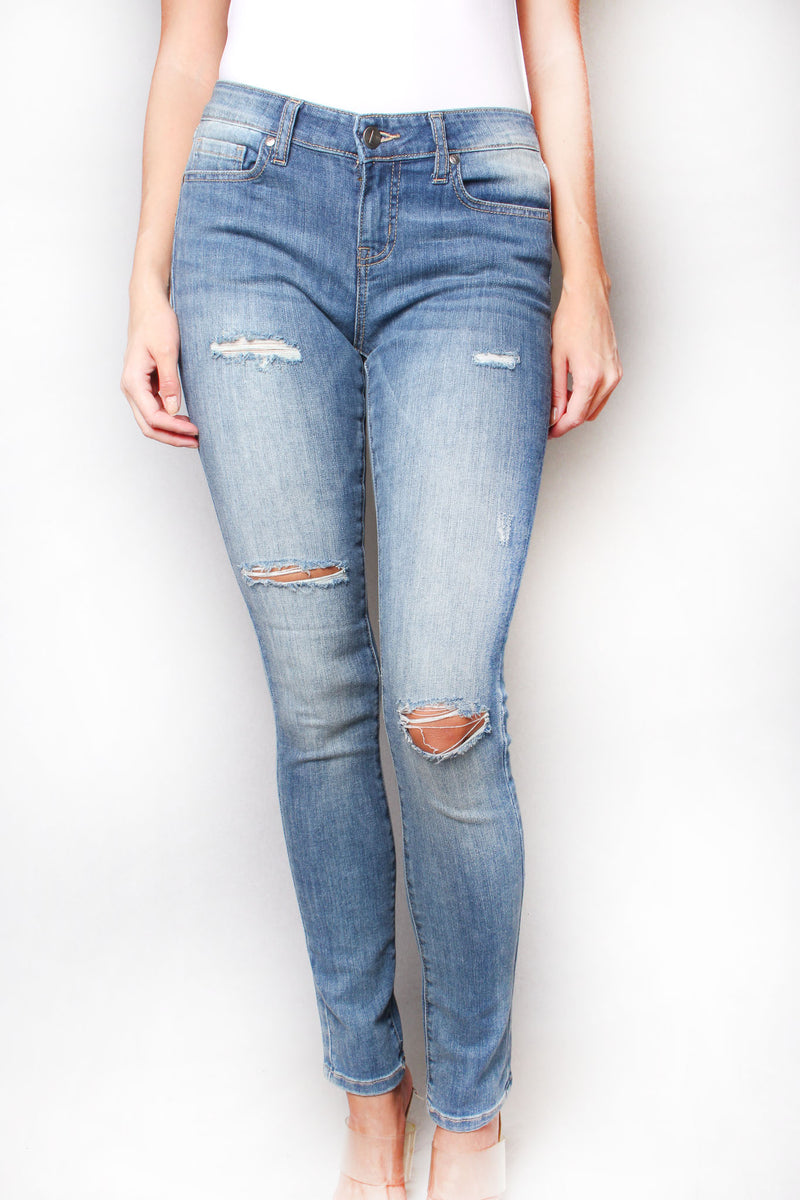 Women's Midrise Ripped Skinny Jeans