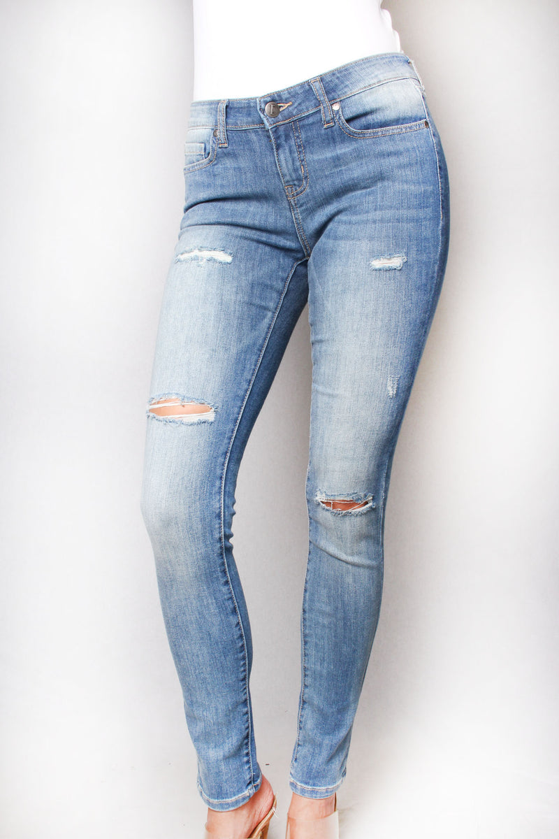 Women's Midrise Ripped Skinny Jeans