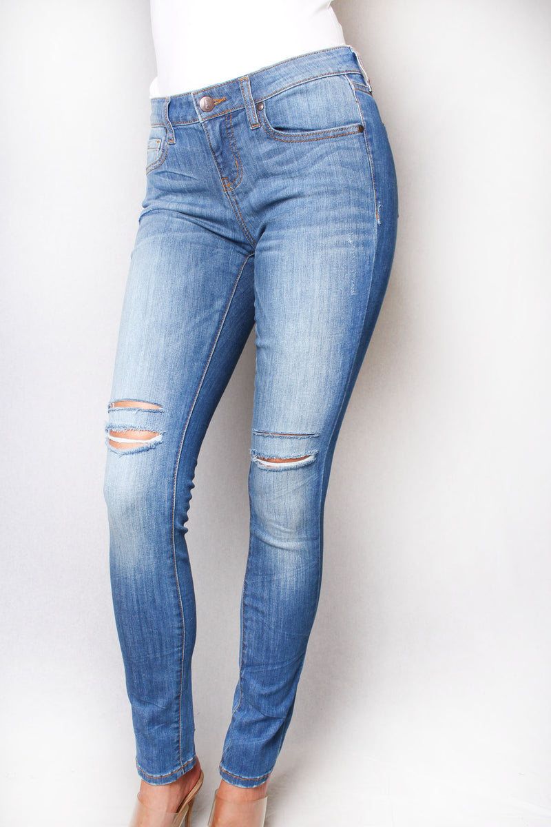 Women's Midrise Ripped Skinny Jeans