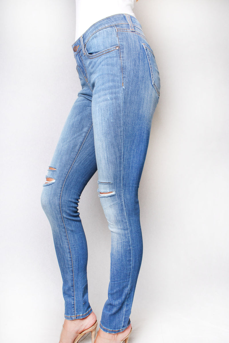 Women's Midrise Ripped Skinny Jeans