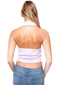 Women's V-Neck Sleeveless Collar Crop Top